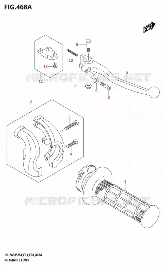 LEVIER DROIT - POIGNEE DROITE Suzuki MOTO 400 DR-Z 2024  DR-Z400S 2024 M4