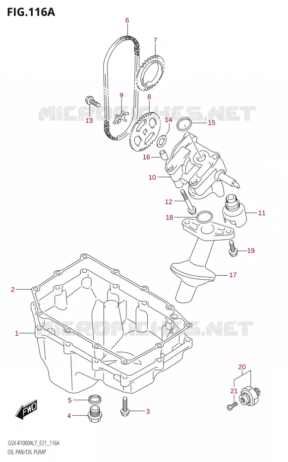 CARTER INFERIEUR - POMPE A HUILE Suzuki MOTO 1000 GSX-R 2017  GSX-R1000AL7 E21