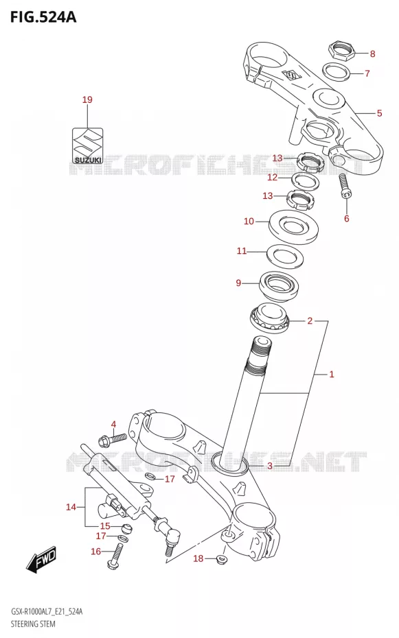 COLONNE DE DIRECTION Suzuki MOTO 1000 GSX-R 2017  GSX-R1000AL7 E21