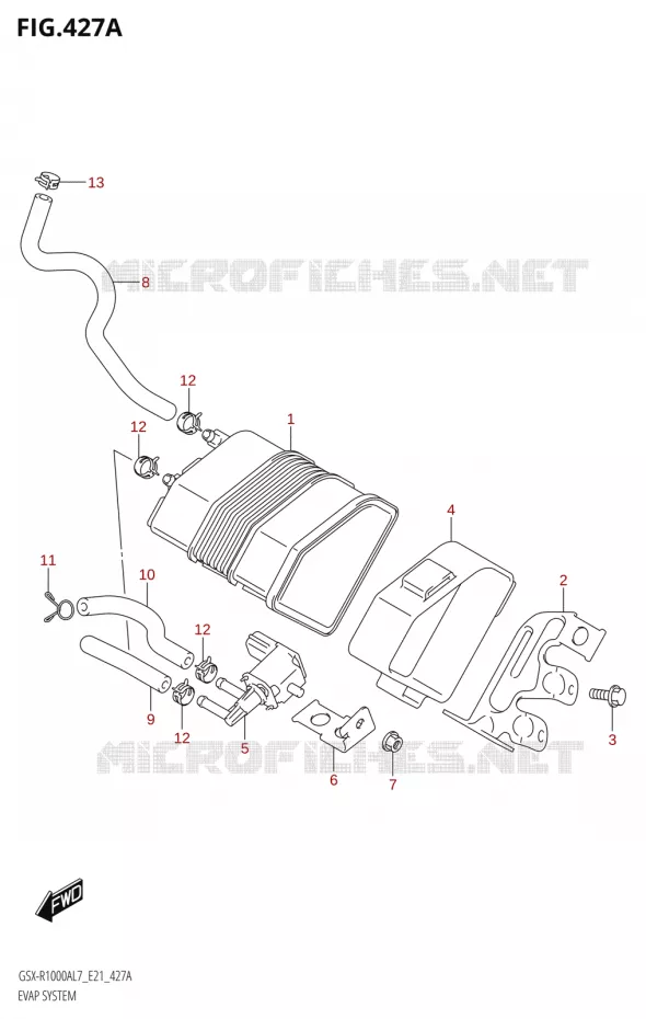 SYSTÈME DE RECYCLAGE VAPEURS CARBURANT Suzuki MOTO 1000 GSX-R 2017  GSX-R1000AL7 E21