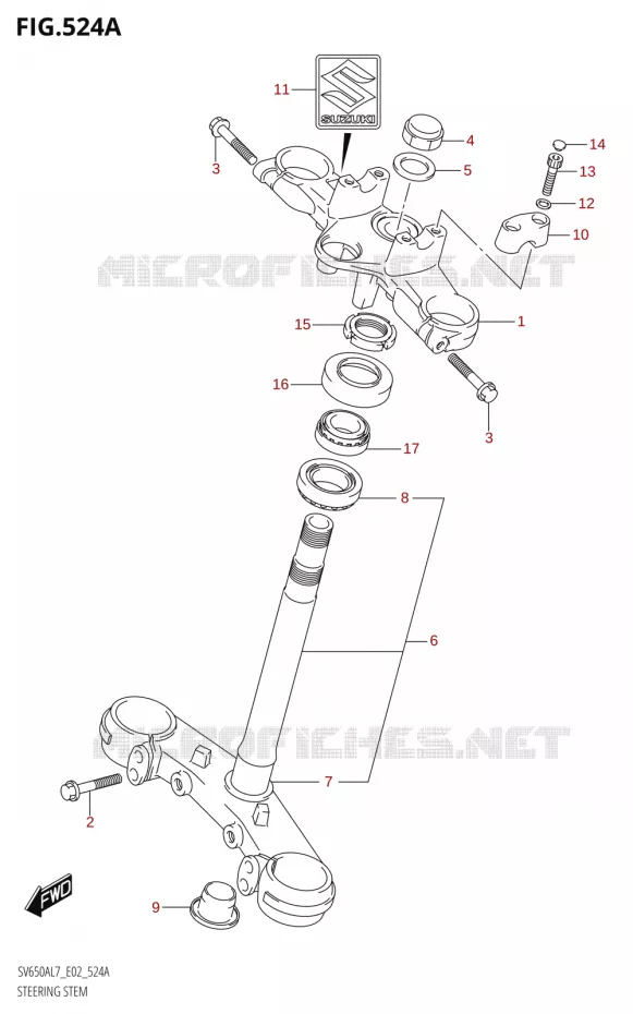 COLONNE DE DIRECTION Suzuki MOTO 650 SV 2017  SV650A L7 (E19)