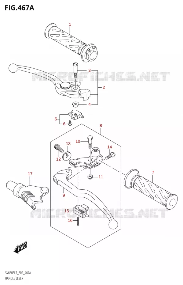 LEVIERS - POIGNEES Suzuki MOTO 650 SV 2017  SV650A L7 (E19)