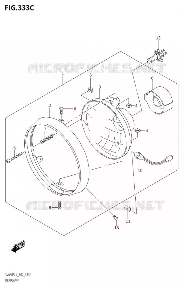PHARE (SV650UA:L7:E02) Suzuki MOTO 650 SV 2017  SV650A L7 (E19)