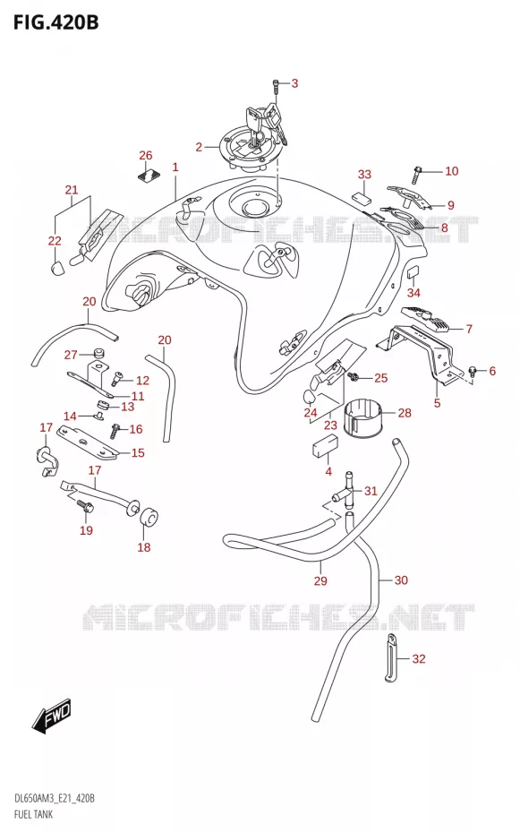 RESERVOIR D'ESSENCE (DL650AU:M3:E21) Suzuki MOTO 650 V-STROM 2023  DL650AM3