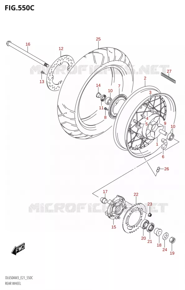 ROUE ARRIERE (DL650XA:M3:E21) Suzuki MOTO 650 V-STROM 2023  DL650AM3