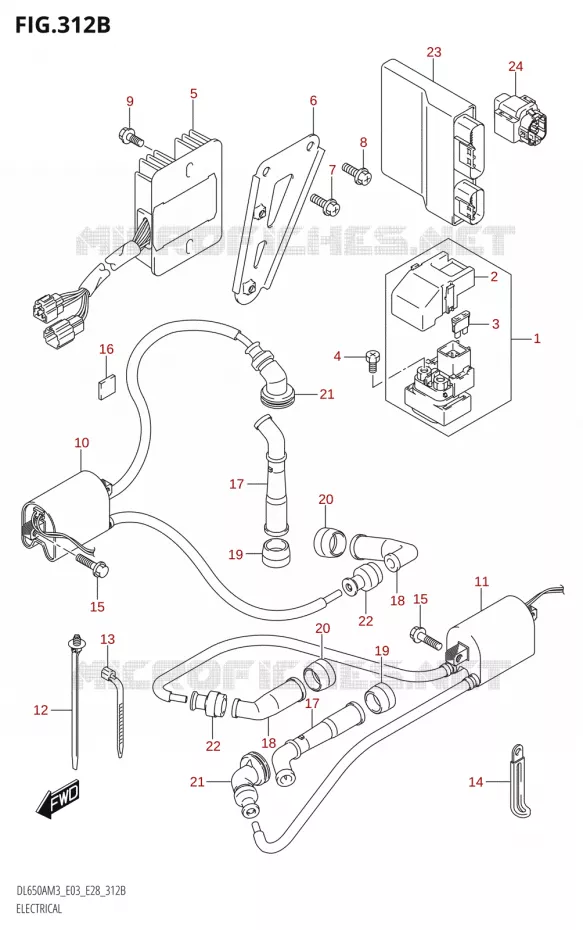 PARTIE ELECTRIQUE (DL650A:M3:E28) Suzuki MOTO 650 V-STROM 2023  DL650AM3