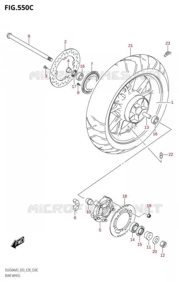 ROUE ARRIERE (DL650A:M3:E33) Suzuki MOTO 650 V-STROM 2023  DL650AM3