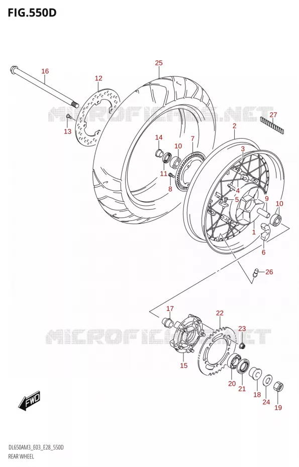 ROUE ARRIERE (DL650XA:M3:E03) Suzuki MOTO 650 V-STROM 2023  DL650AM3
