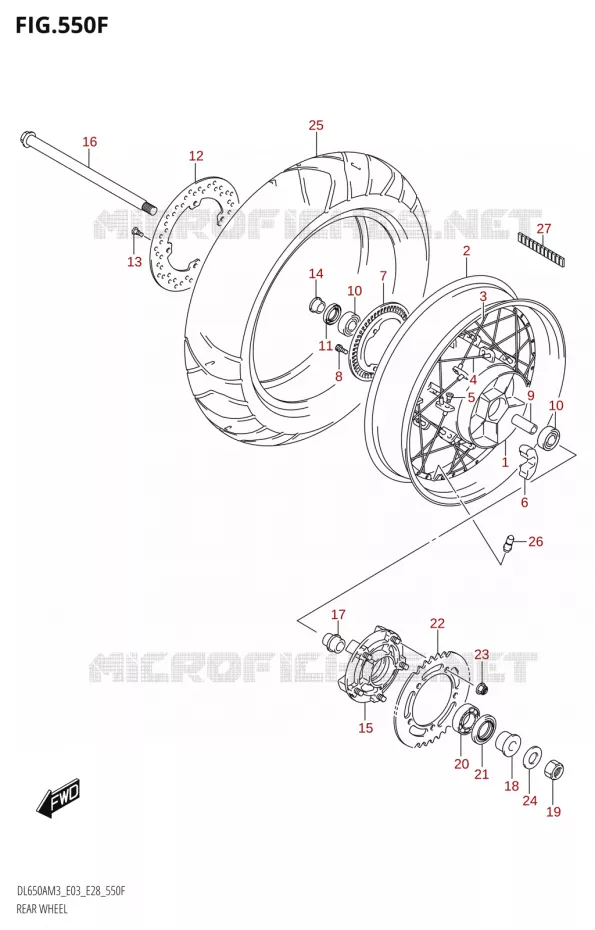 ROUE ARRIERE (DL650XA:M3:E33) Suzuki MOTO 650 V-STROM 2023  DL650AM3