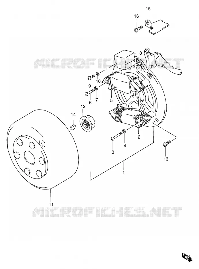 ALLUMAGE ROTOR - STATOR (FB100G/R/S/V/X/Y) Suzuki SCOOTER 100 FB 1995  FB100S(E71)