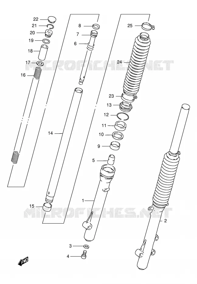 AMORTISSEUR AVANT Suzuki MOTO 125 DR 2000  DR125SEY(E4)