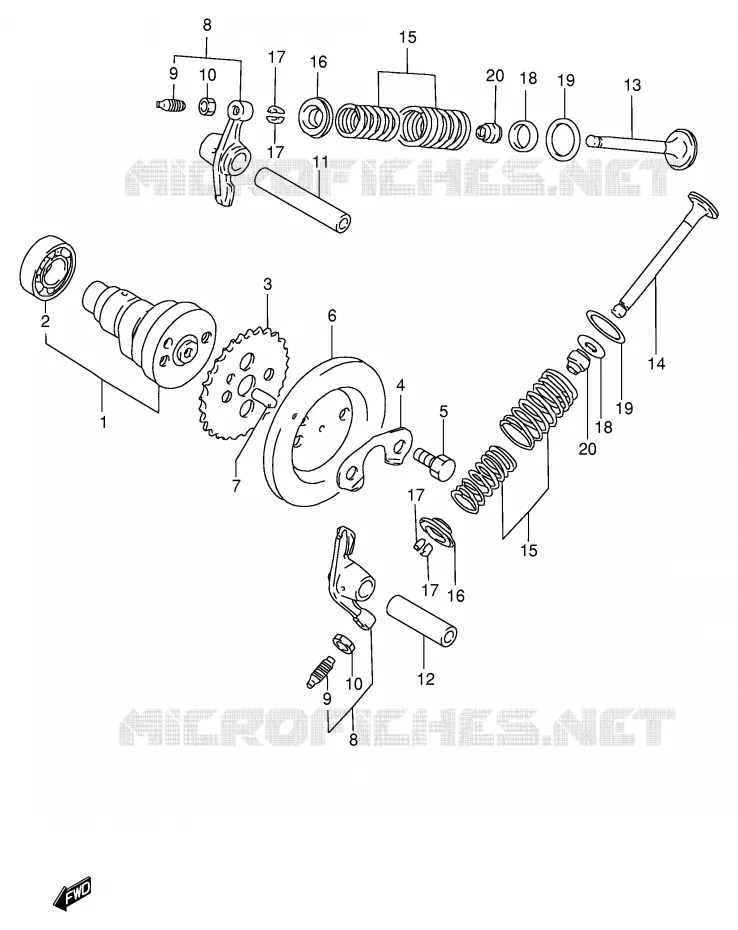ARBRE A CAMES - SOUPAPES (F.NO.100365~) Suzuki SCOOTER 100 FB 2000  FB100Y(E71)