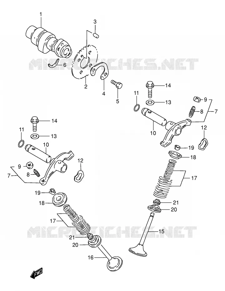 ARBRE A CAMES - SOUPAPES Suzuki MOTO 200 DR 2001  DR200SEK1(E3/E28)