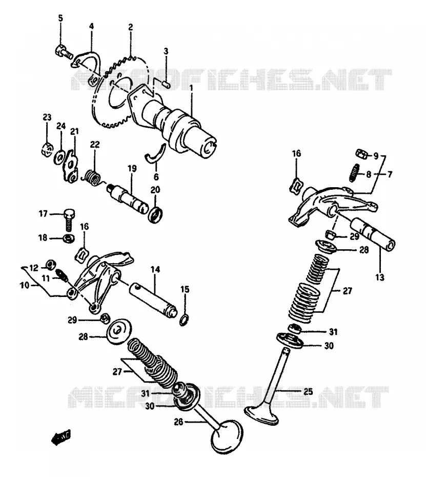 ARBRE A CAMES - SOUPAPES Suzuki MOTO 650 DR 1991  DR650RSM(L/M)