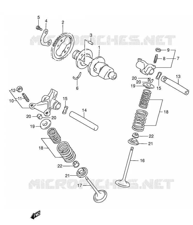ARBRE A CAMES - SOUPAPES Suzuki MOTO 650 DR 2002  DR650SEK2(E3/E28)