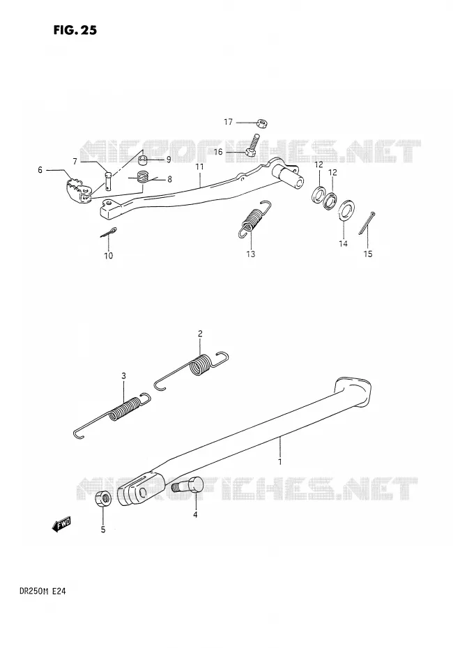 BEQUILLE - PEDALE DE FREIN ARRIERE Suzuki MOTO 250 DR 1991  DR250M(E24)