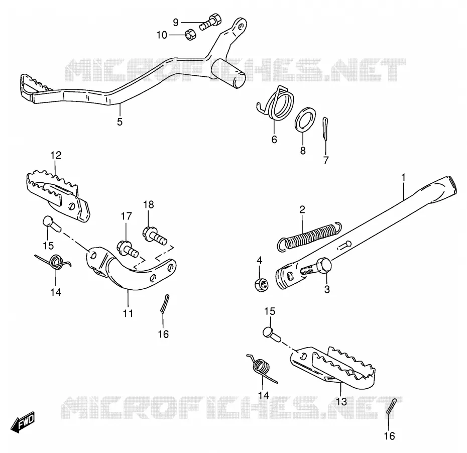BEQUILLE LATERALE - PEDALE DE FREIN Suzuki MOTO 80 DS 1997  DS80V(E3/E28)