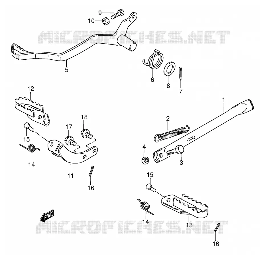 BEQUILLE LATERALE - PEDALE DE FREIN Suzuki MOTO 80 DS 1998  DS80W(E24)