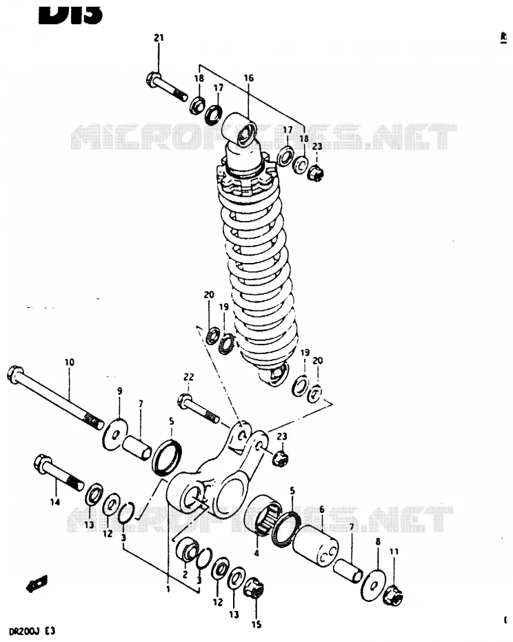 BIELLETTE DE SUSPENSION ARRIERE Suzuki MOTO 200 DR 1988  DR200J(G/H/J)