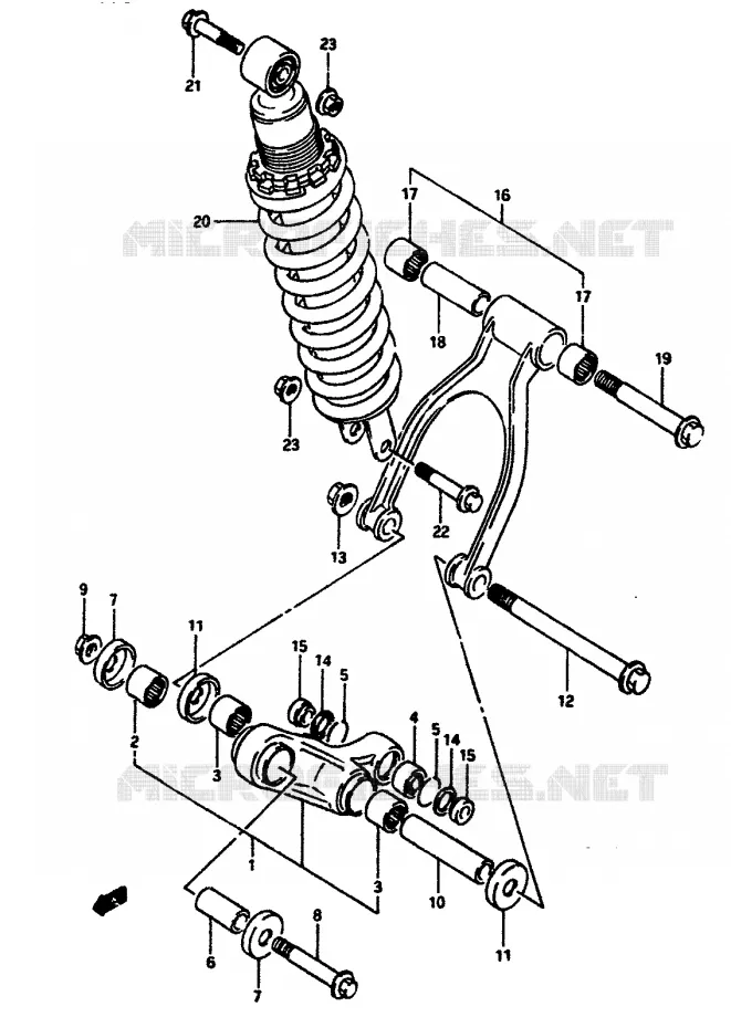 BIELLETTE DE SUSPENSION ARRIERE Suzuki MOTO 650 DR 1990  DR650RSL(L/M)