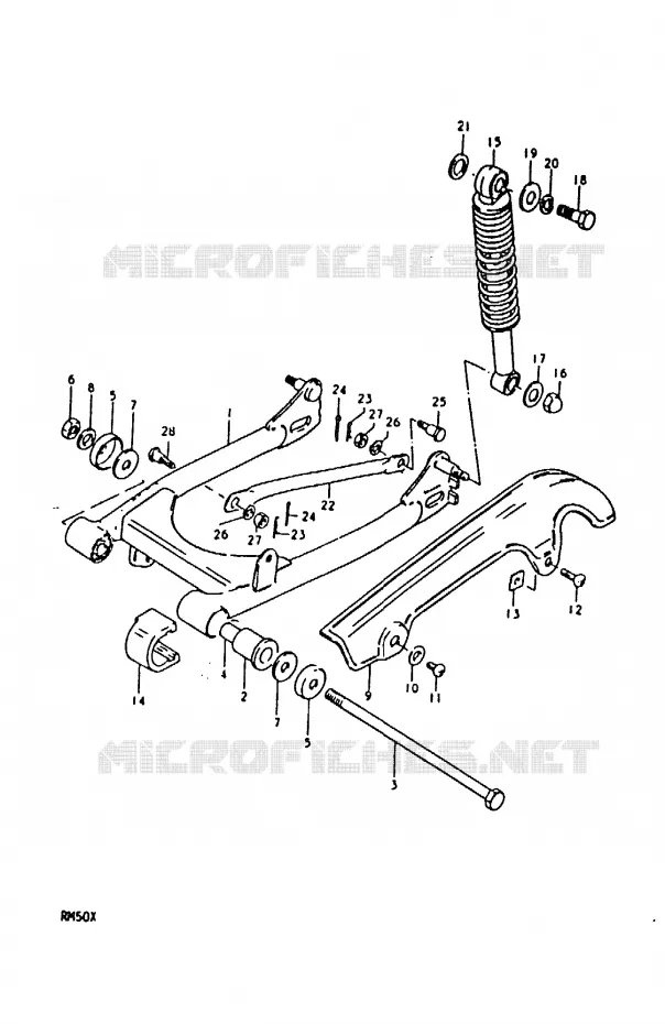 BRAS OSCILLANT ARRIERE (RM50N, RM50T, RM50X) Suzuki MOTO 50 RM 1980  RM50T(C/N/T/X)