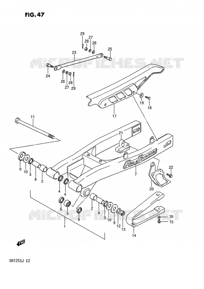 BRAS OSCILLANT ARRIERE Suzuki MOTO 125 DR 1987  DR125SH(E2)