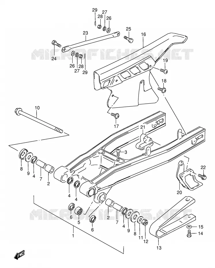 BRAS OSCILLANT ARRIERE Suzuki MOTO 200 DF 1999  DF200EX(E24)