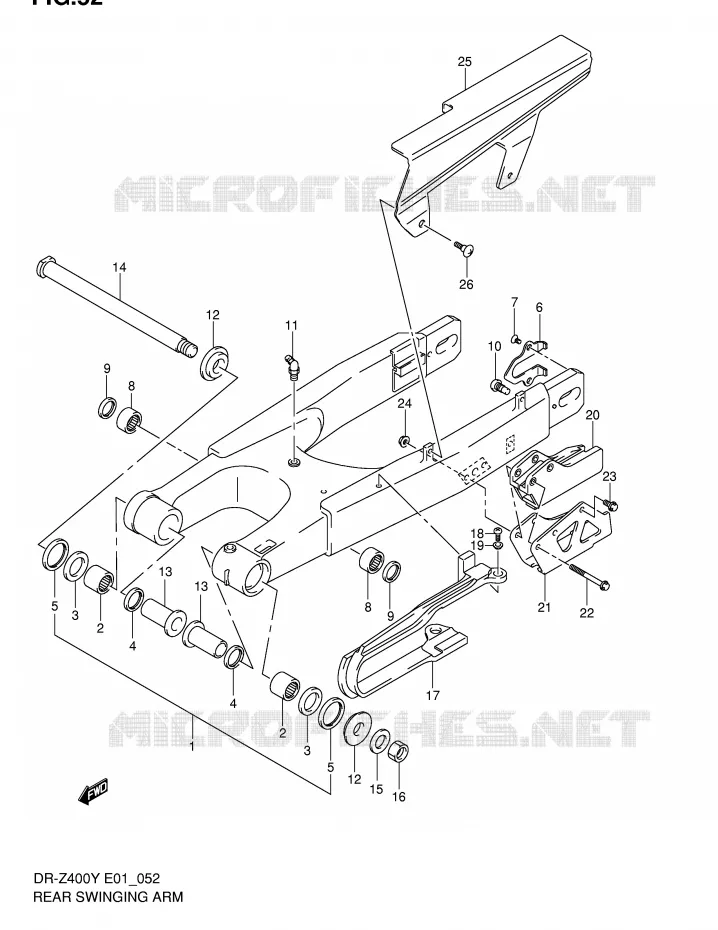 BRAS OSCILLANT ARRIERE Suzuki MOTO 400 DR-Z 2000  DR-Z400EY(E1)