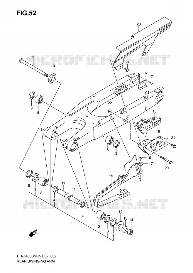 BRAS OSCILLANT ARRIERE Suzuki MOTO 400 DR-Z 2006  DR-Z400SMK6(E2)