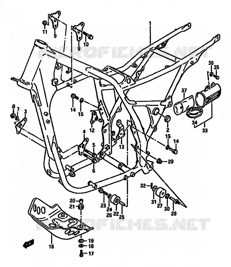 CADRE (MODELE J/K) Suzuki MOTO 600 DR 1989  DR600SK(E2)