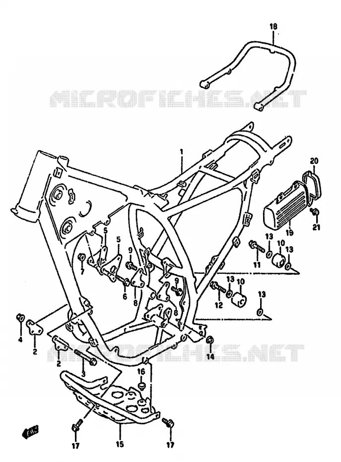 CADRE (MODELE M/N/P) Suzuki MOTO 350 DR 1991  DR350SM(L/M/N/P/R)