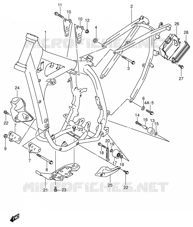 CADRE (MODELE Y) Suzuki MOTO 400 DR-Z 2002  DR-Z400EK2(E1)