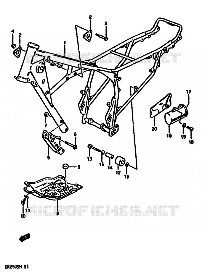 CADRE Suzuki MOTO 250 DR 1984  DR250SE(E/F/G/H)