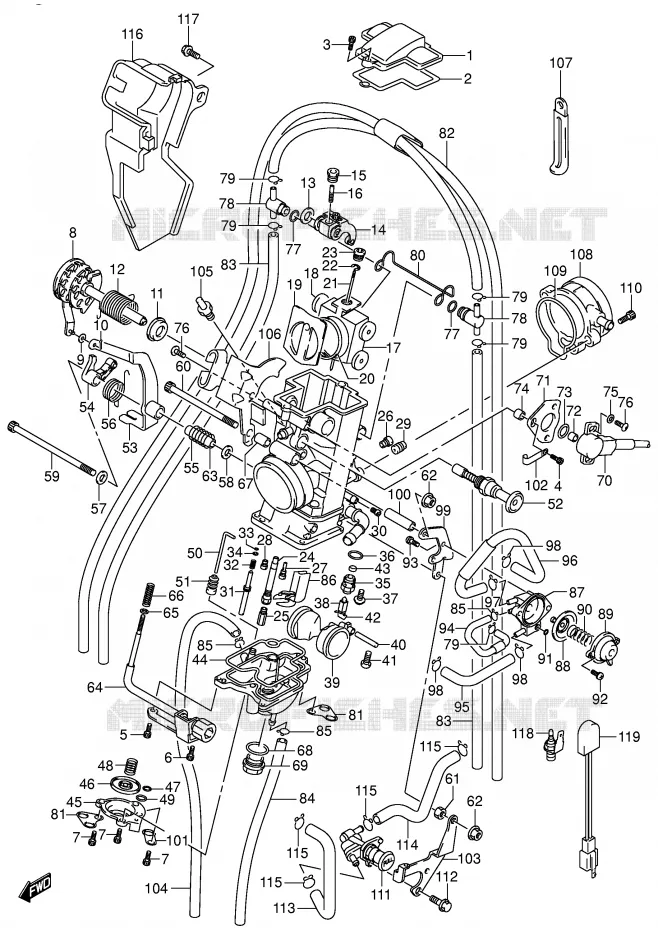 CARBURATEUR (DR-Z400K3/EK3/K4/EK4) Suzuki MOTO 400 DR-Z 2000  DR-Z400Y(E1)