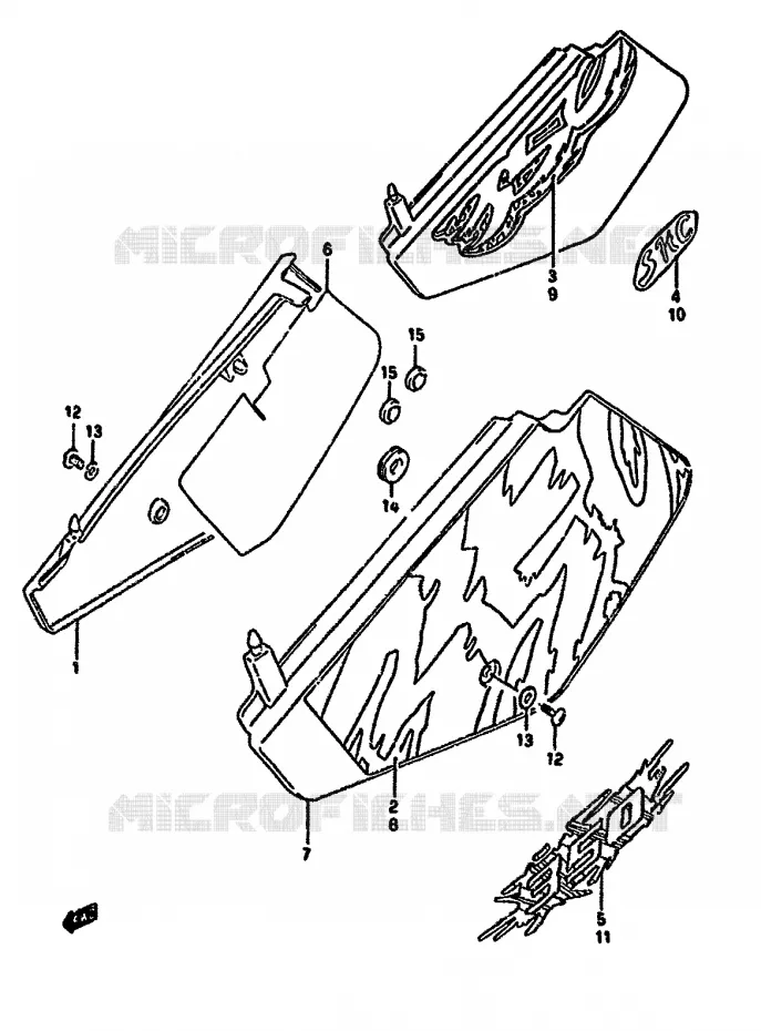 CARENAGES ARRIERE  (DR350SHN/SHP/SHR) Suzuki MOTO 350 DR 1993  DR350SHP(L/M/N/P/R)