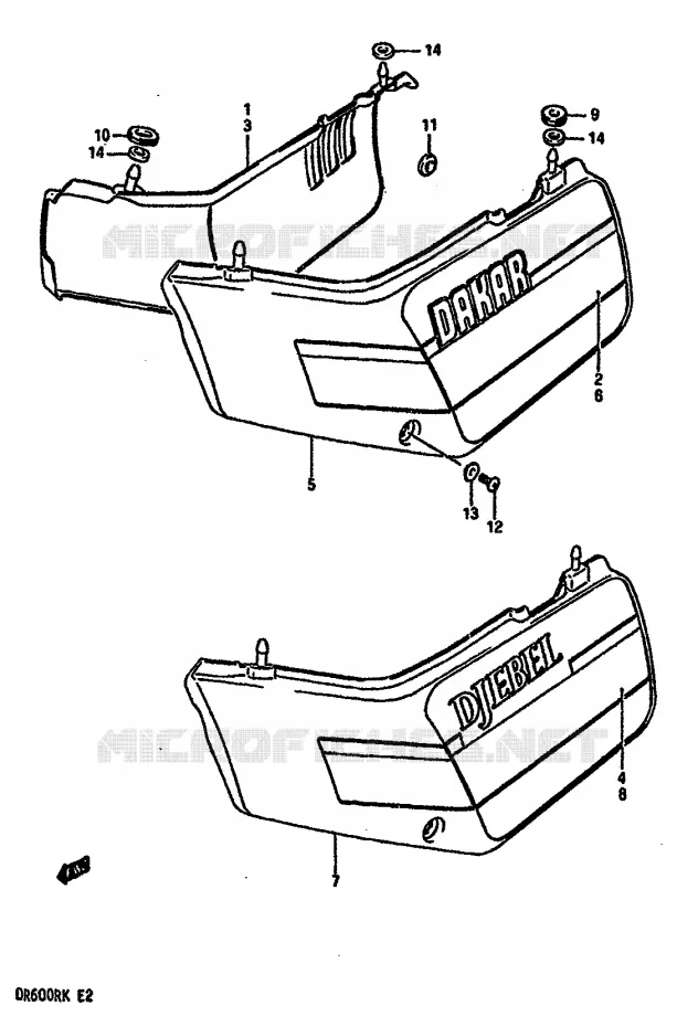 CARENAGES ARRIERE  (MODELE G) Suzuki MOTO 600 DR 1987  DR600RH(E2)