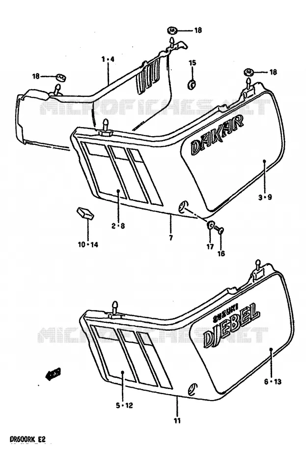 CARENAGES ARRIERE  (MODELE K) Suzuki MOTO 600 DR 1988  DR600RUJ(E2)