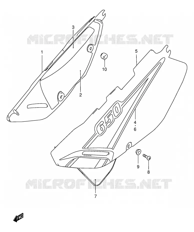CARENAGES ARRIERE  (MODELE K1) Suzuki MOTO 650 DR 2002  DR650SEK2(E4)