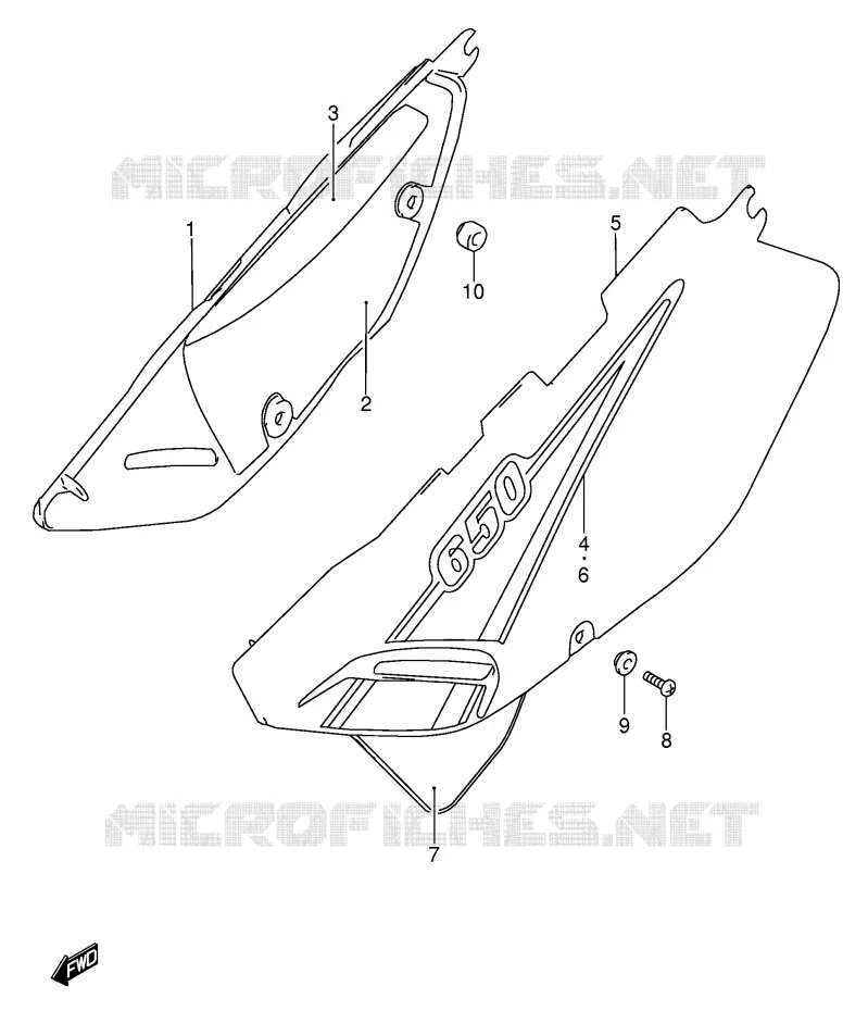 CARENAGES ARRIERE  (MODELE K1) Suzuki MOTO 650 DR 2003  DR650SEK3(E3/E28)