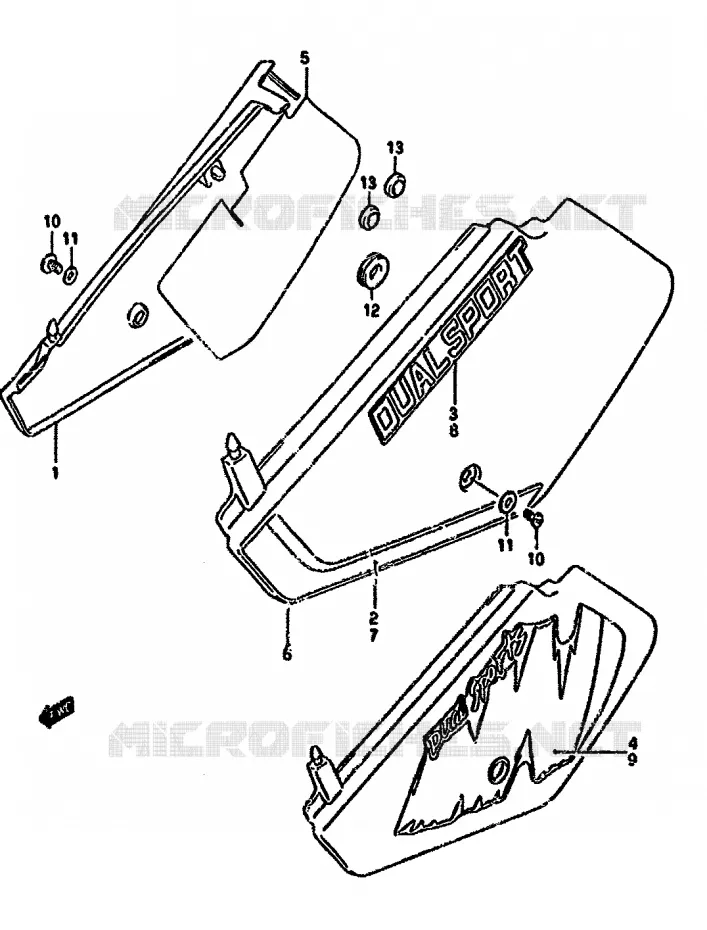 CARENAGES ARRIERE  (MODELE L/M) Suzuki MOTO 350 DR 1990  DR350SL(L/M/N/P/R)