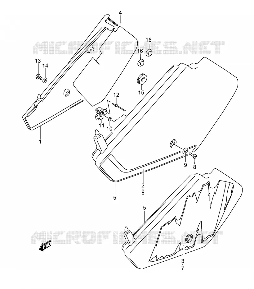 CARENAGES ARRIERE  (MODELE L/M) Suzuki MOTO 350 DR 1991  DR350M(E3)
