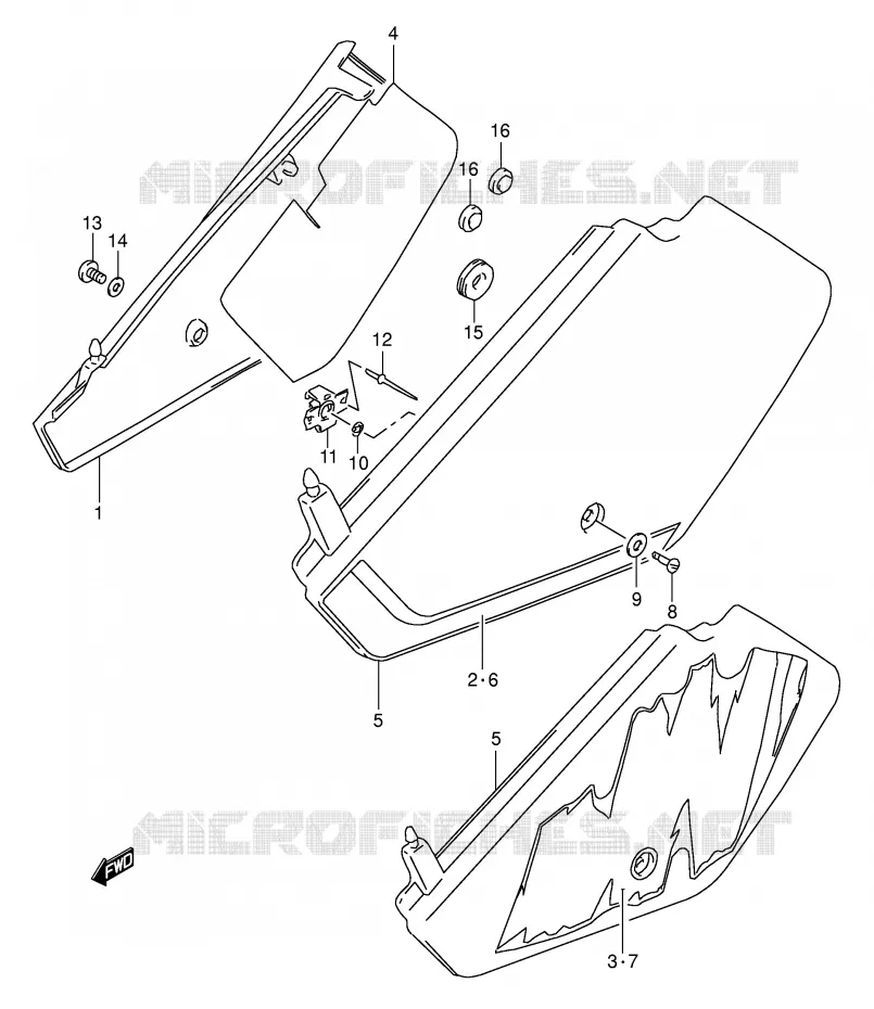 CARENAGES ARRIERE  (MODELE L/M) Suzuki MOTO 350 DR 1992  DR350N(E1)