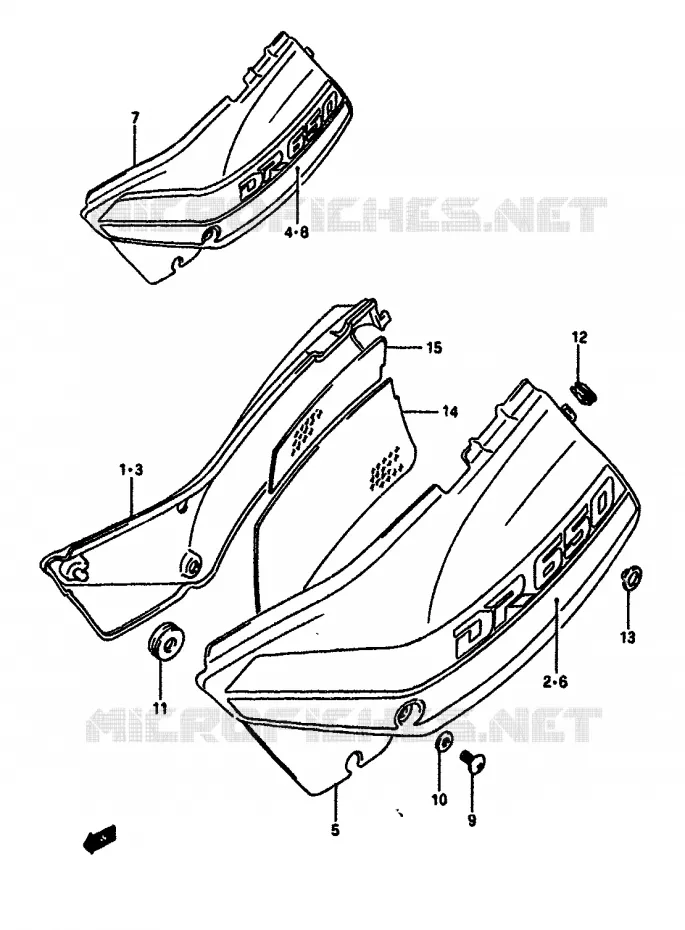 CARENAGES ARRIERE  (MODELE L) Suzuki MOTO 650 DR 1990  DR650RSL(L/M)