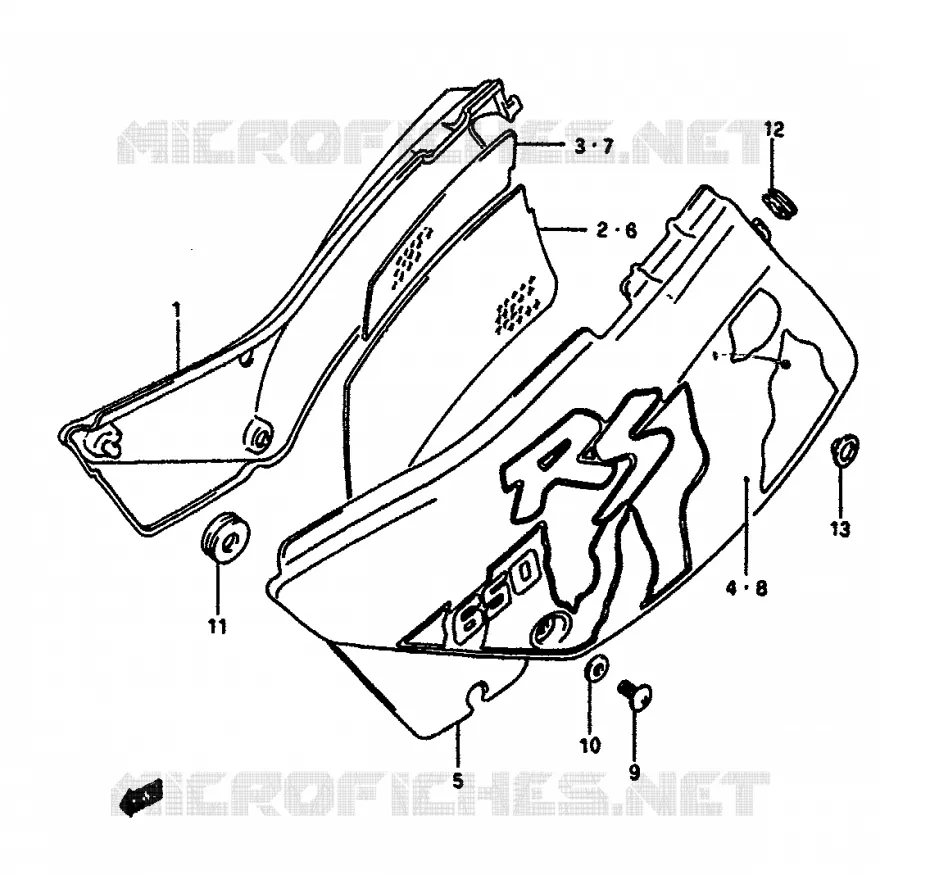 CARENAGES ARRIERE  (MODELE M) Suzuki MOTO 650 DR 1990  DR650RSUL(L/M)