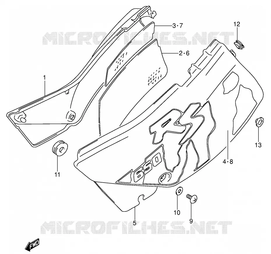 CARENAGES ARRIERE  (MODELE M) Suzuki MOTO 650 DR 1994  DR650RSER(E4)