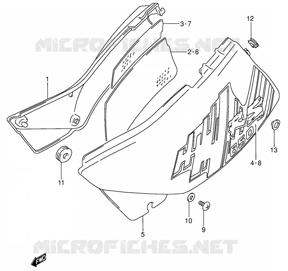 CARENAGES ARRIERE  (MODELE P) Suzuki MOTO 650 DR 1991  DR650RSEUM(E4)