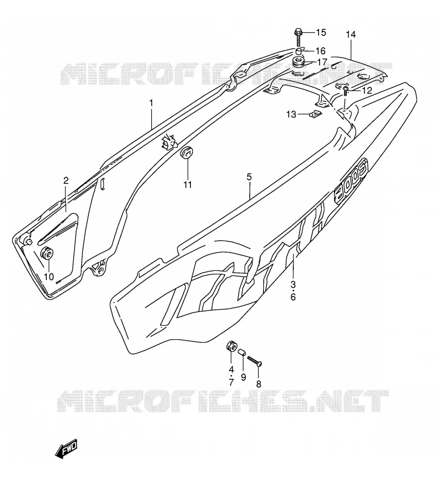 CARENAGES ARRIERE  (MODELE P) Suzuki MOTO 800 DR 1996  DR800ST