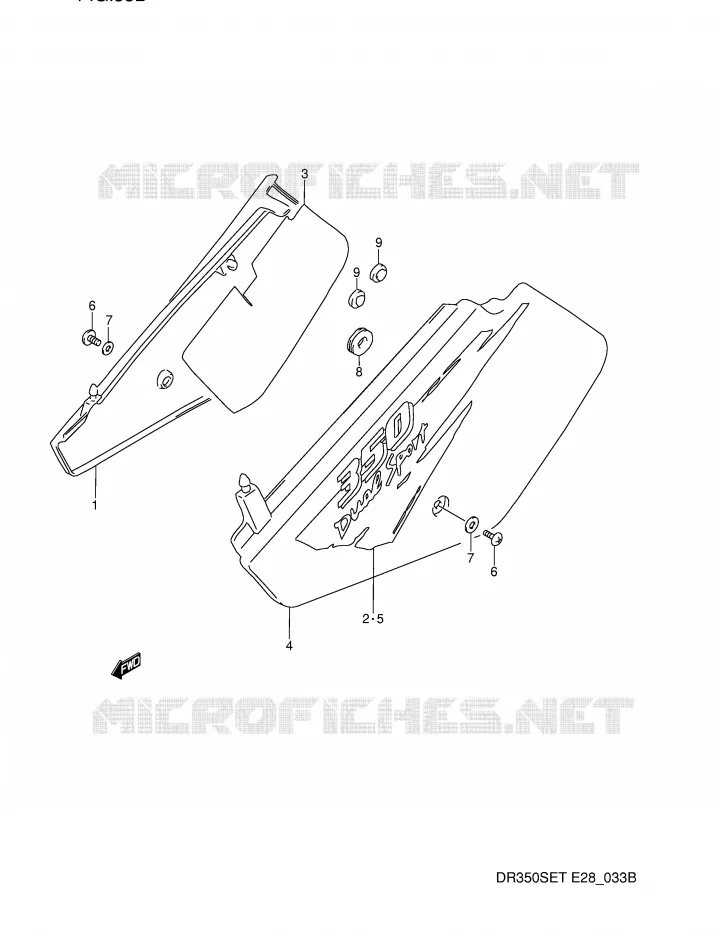 CARENAGES ARRIERE  (MODELE T) Suzuki MOTO 350 DR 1990  DR350SL(E28)