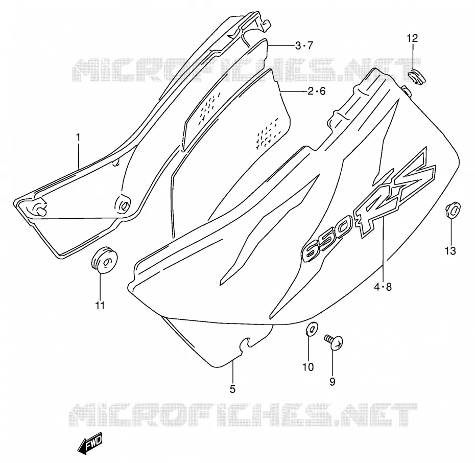 CARENAGES ARRIERE  (MODELE T) Suzuki MOTO 650 DR 1995  DR650RSES(E4)