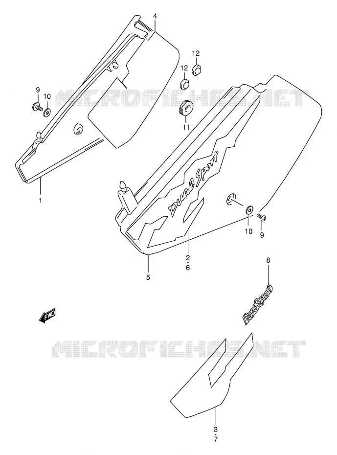 CARENAGES ARRIERE  (MODELE V/W) Suzuki MOTO 350 DR 1995  DR350SES(E2)